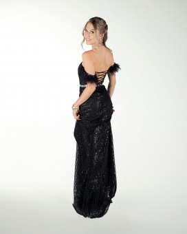 VESTIDO CL CON PLUMAS EN TIRANTE