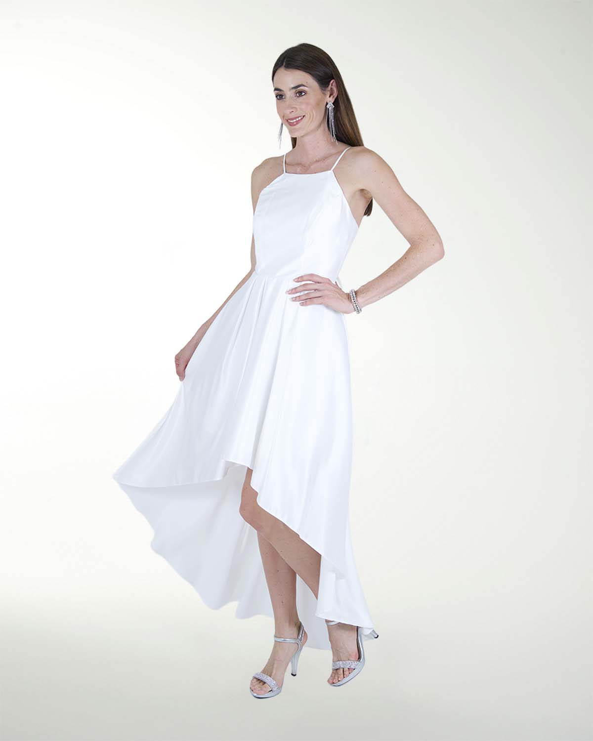 VESTIDO CL BLA HALTER LARGO A DESNIVEL