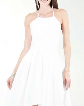 VESTIDO CL BLA HALTER LARGO A DESNIVEL