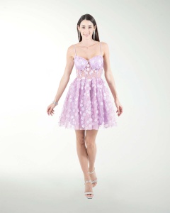 VESTIDO CC CORSET CON TRANSPARENCIA