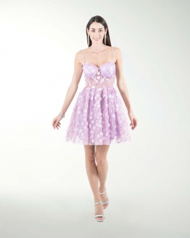 VESTIDO CC CORSET CON TRANSPARENCIA