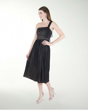 VESTIDO CC MIDI DE MESH CON RAYAS