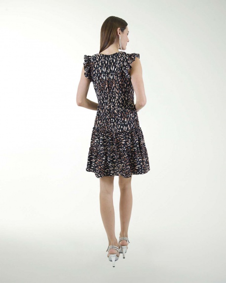 VESTIDO CA CEY  ESTAMPADO  CON CORTES