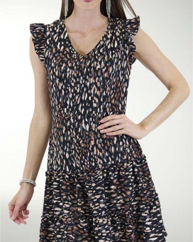 VESTIDO CA CEY  ESTAMPADO  CON CORTES