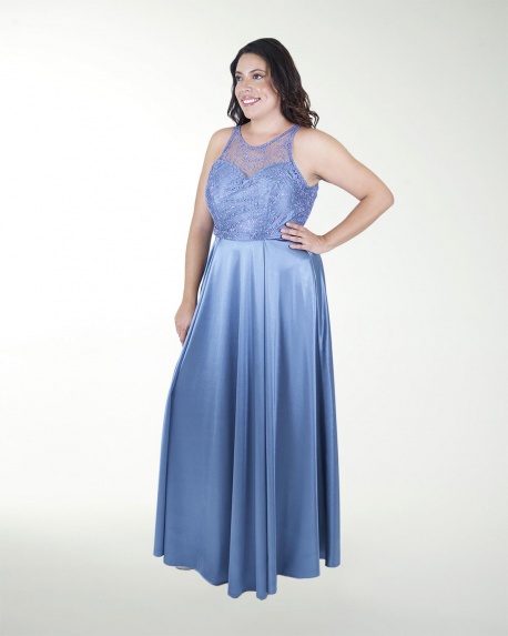 VESTIDO CL COMBINADO CON TRANSPARENCIA