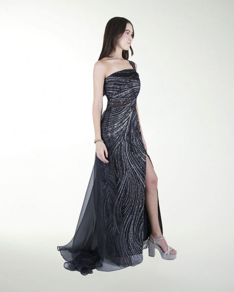 VESTIDO CL DE UN HOMBRO CON CAUDA