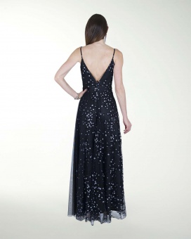 VESTIDO CL ESCOTE EN V CON TRANSPARENCIA