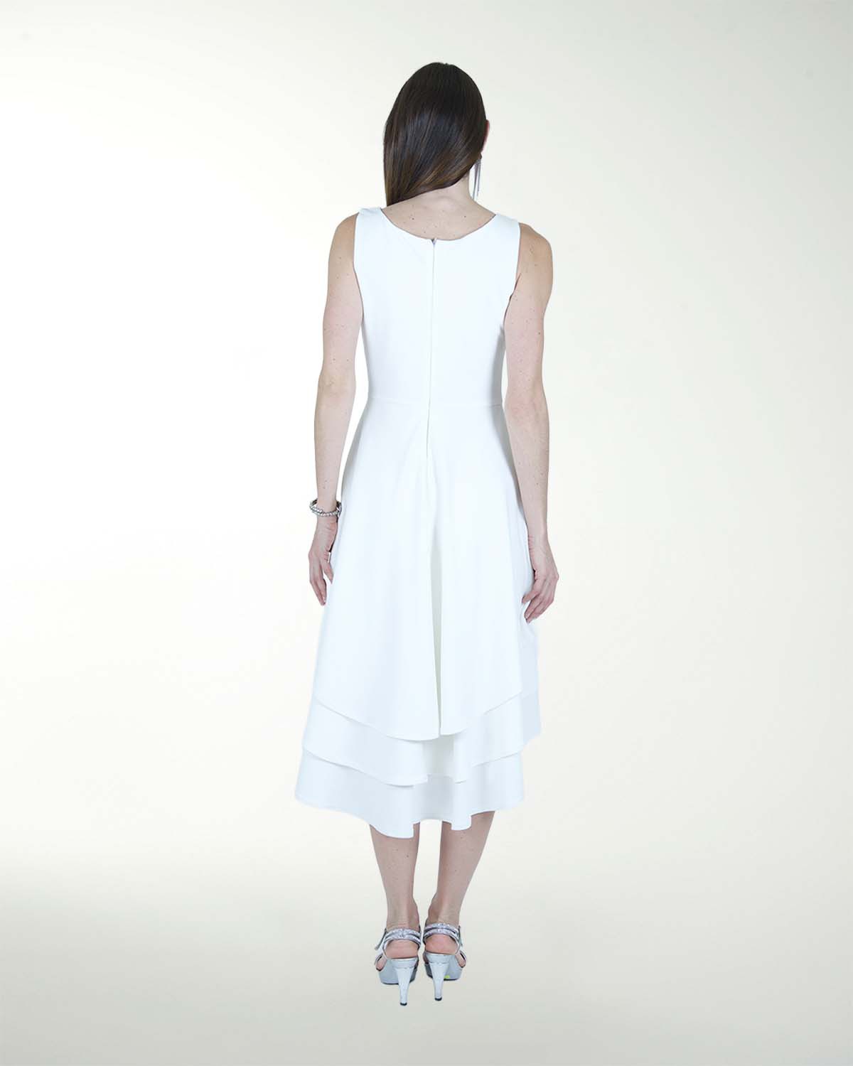 VESTIDO CC BLA CREPE FALDA A DESNIVEL