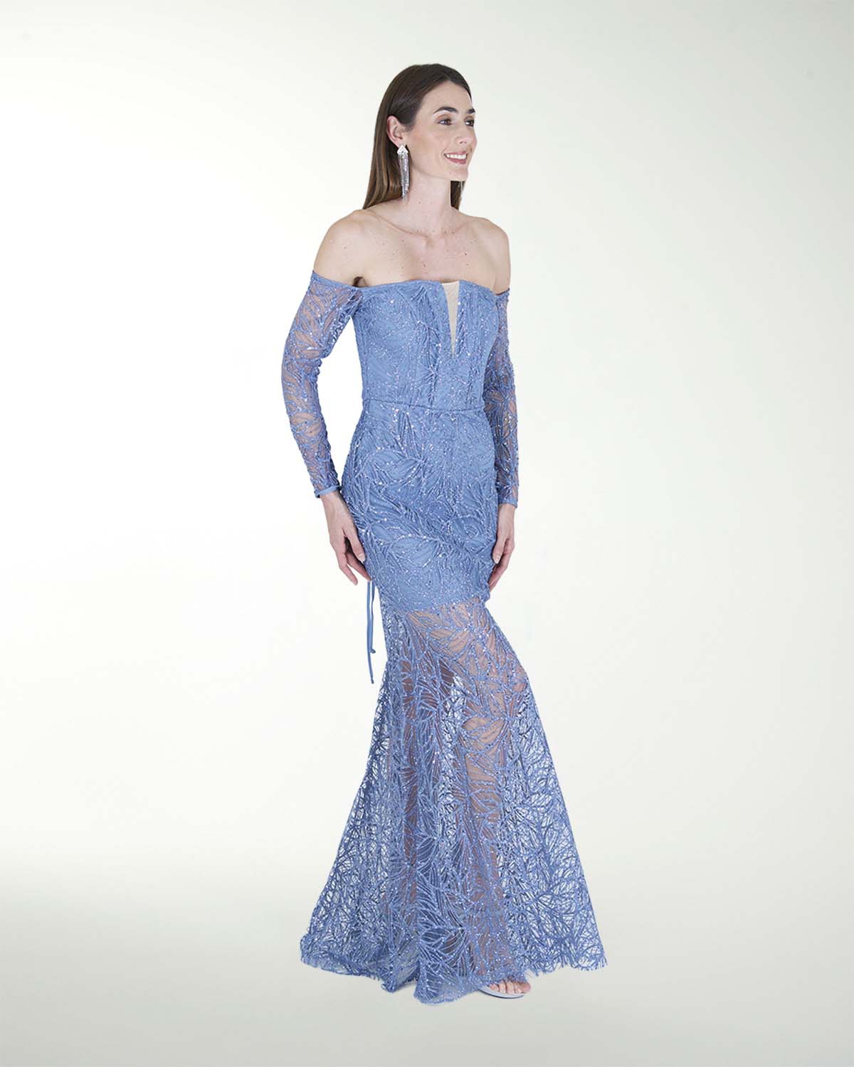 VESTIDO CL CORTE SIRENA CON MANGAS