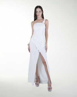 VESTIDO CL BLA DE UN TIRANTE CON ADORNO