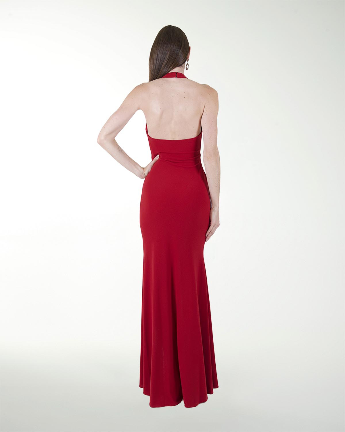 VESTIDO CL HALTER CON TRANSPARENCIA