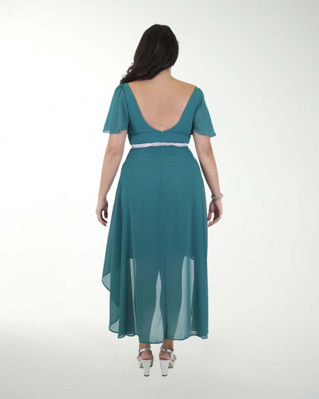 VESTIDO CL CHIFON CON MANGAS Y CINTURON