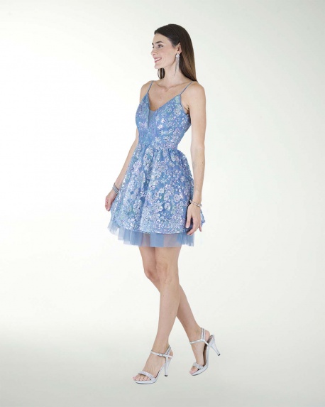 VESTIDO CC CON TUL EN EL RUEDO