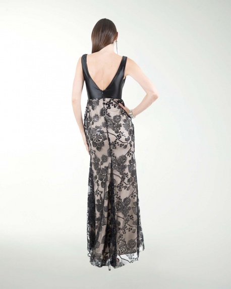 VESTIDO CL COMBINADO CON LENTEJUELA