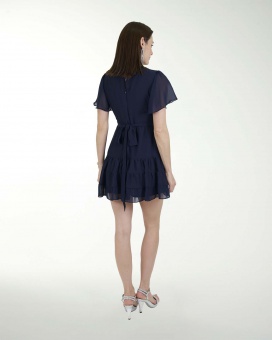 VESTIDO CA CHIFON LISO  ESCOTE EN V