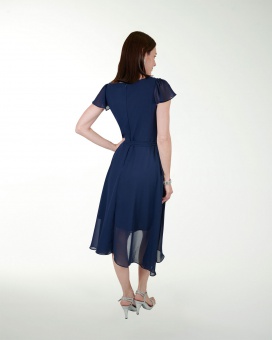 VESTIDO CA CHIFON LISO CON AMARRE EN CINTURA