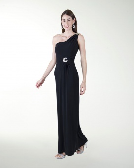 VESTIDO CL DE UN HOMBRO CON APLICACION