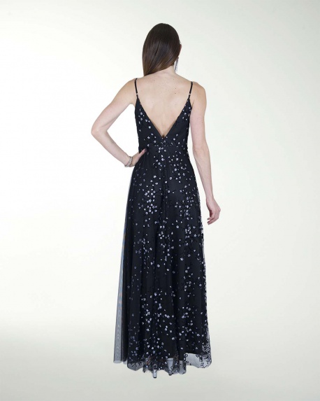 VESTIDO CL ESCOTE EN V CON TRANSPARENCIA