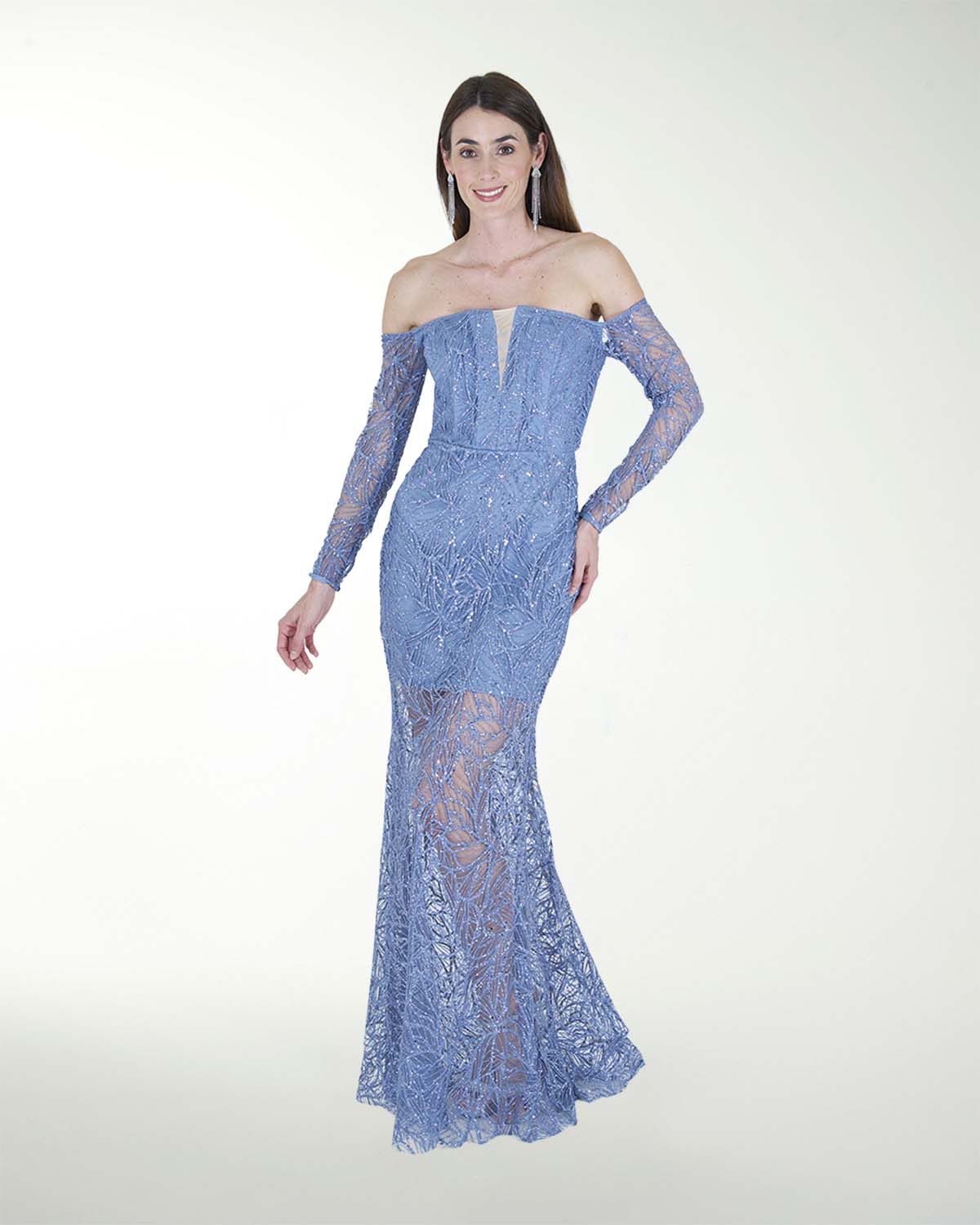 VESTIDO CL CORTE SIRENA CON MANGAS