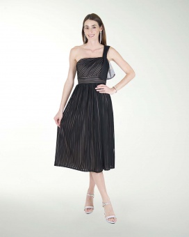 VESTIDO CC MIDI DE MESH CON RALLAS