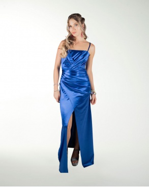 VESTIDO CL DRAPEADO CON CAUDA