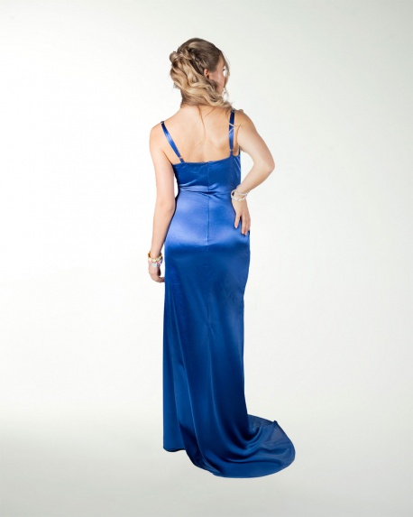 VESTIDO CL DRAPEADO CON CAUDA