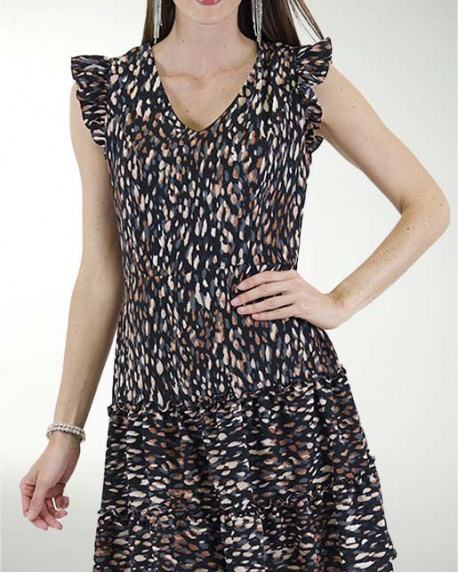 VESTIDO CA CEY  ESTAMPADO  CON CORTES