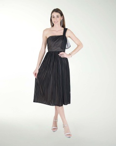 VESTIDO CC MIDI DE MESH CON RALLAS