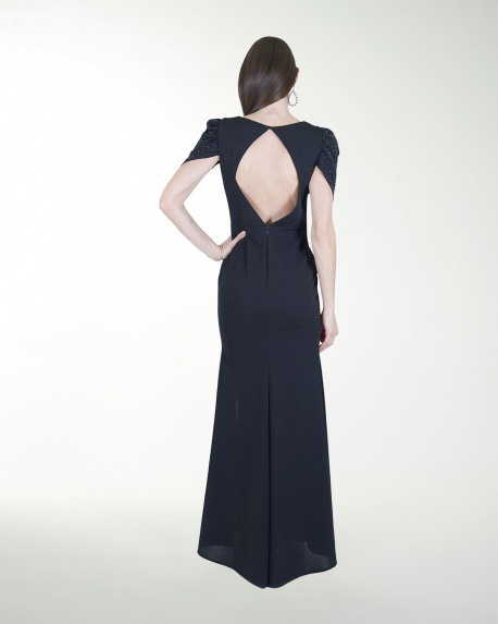 VESTIDO CL CON MANGAS Y BRILLO