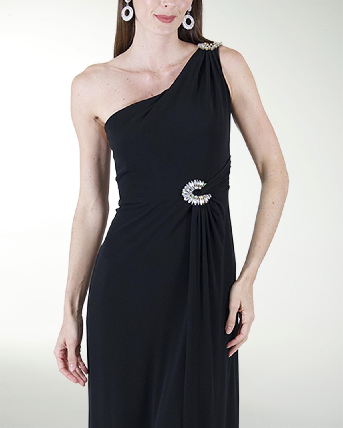 VESTIDO CL DE UN HOMBRO CON APLICACION