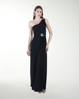 VESTIDO CL DE UN HOMBRO CON APLICACION