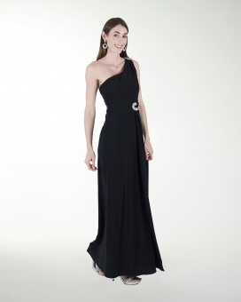 VESTIDO CL DE UN HOMBRO CON APLICACION