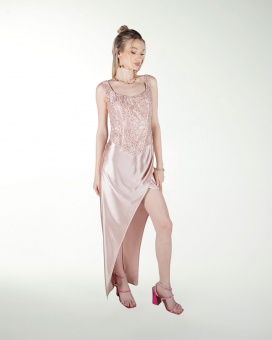 VESTIDO CL CORSET CON FALDA DRAPEADA