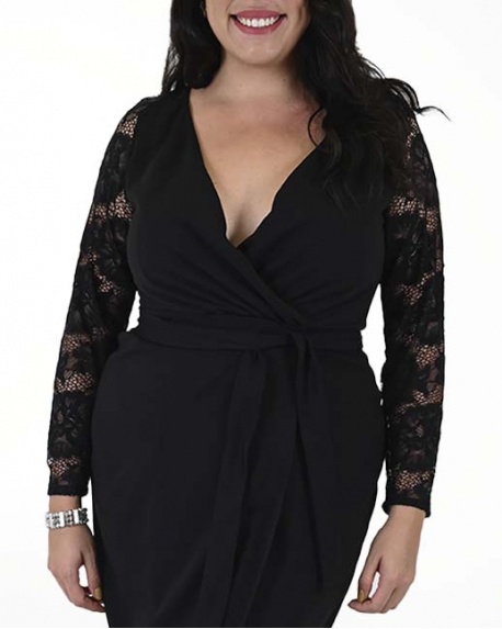 VESTIDO TV CON CRUCE MANGA LARGA