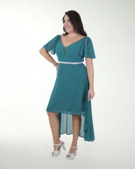 VESTIDO CL CHIFON CON MANGAS Y CINTURON