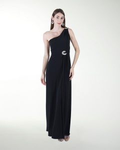 VESTIDO CL DE UN HOMBRO CON APLICACION