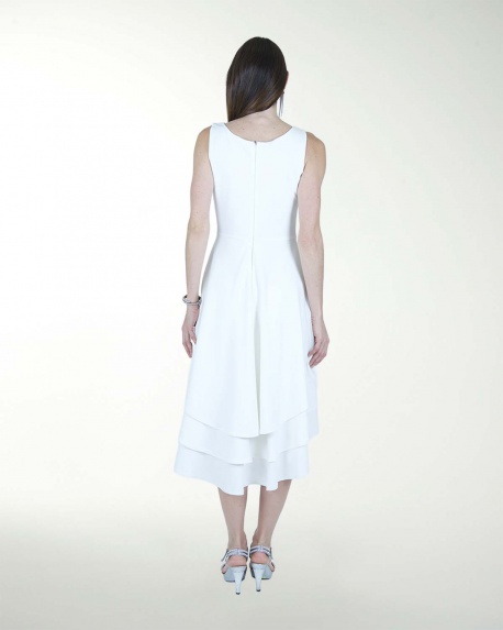 VESTIDO CC BLA CREPE FALDA A DESNIVEL