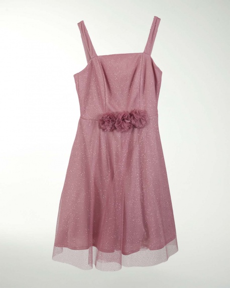 VESTIDO NI 12 14 16 TUL GLITER  CON ADORNO
