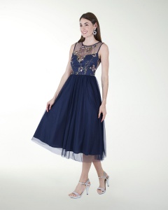 VESTIDO CC BORDADO EN TALLE LARGO MIDI