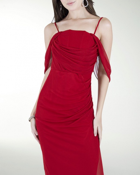 VESTIDO CL DRAPEADO CON ABERTURA