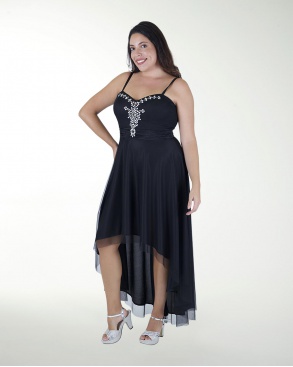 VESTIDO CL PLISADO CON APLICACION