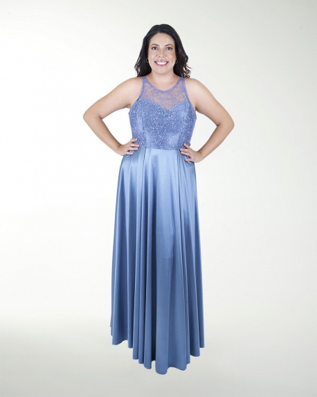 VESTIDO CL COMBINADO CON TRANSPARENCIA