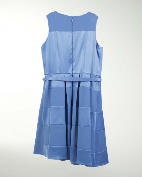 VESTIDO NI 12 14 16  SATIN LISO  FALDA CON  TABLONES