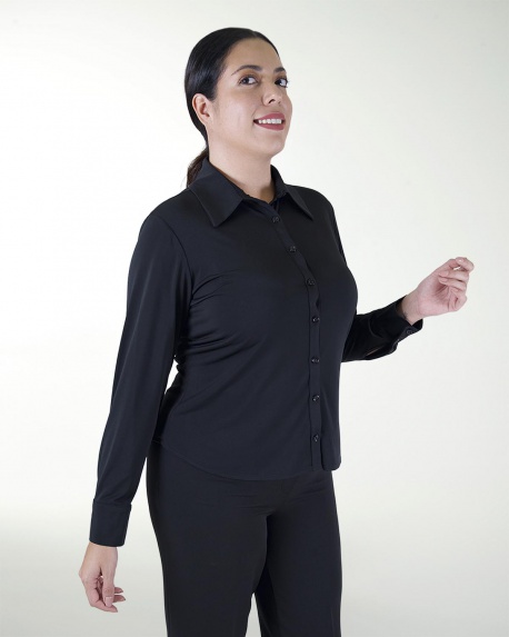 BLUSA CUELLO CAMISERO MANGA LARGA Y BOTONES