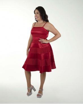 VESTIDO TE SATIN STRECH CON CORTES