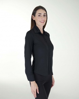 BLUSA CON CUELLO CAMISERO MANGA LARGA BOTON EN PUÃOS