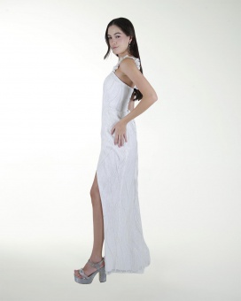 VESTIDO CL BLA DE UN TIRANTE CON ADORNO