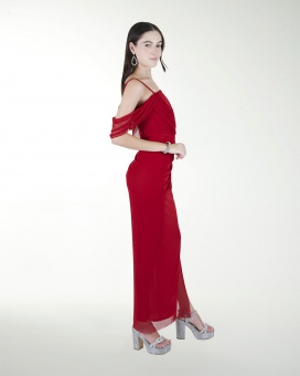 VESTIDO CL DRAPEADO CON ABERTURA