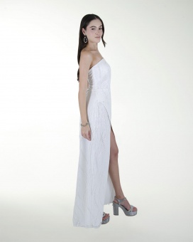 VESTIDO CL BLA DE UN TIRANTE CON ADORNO