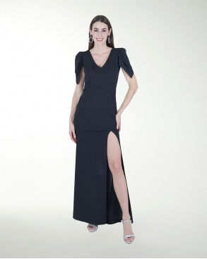 VESTIDO CL CON MANGAS Y BRILLO